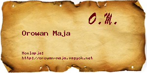 Orowan Maja névjegykártya